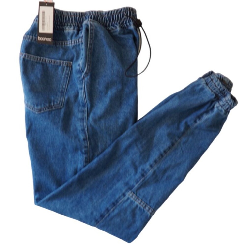 Boohoo Tall Denim Twill Buckle Pocket Women's Cargo Jeans Size 4 NWT